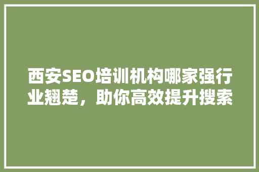 西安SEO培训机构哪家强行业翘楚，助你高效提升搜索引擎排名