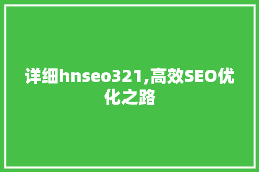 详细hnseo321,高效SEO优化之路