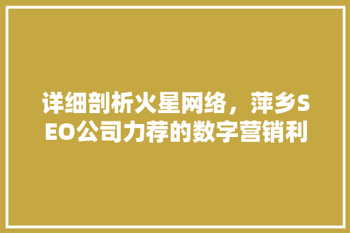 详细剖析火星网络，萍乡SEO公司力荐的数字营销利器