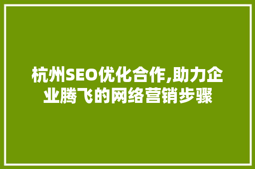 杭州SEO优化合作,助力企业腾飞的网络营销步骤