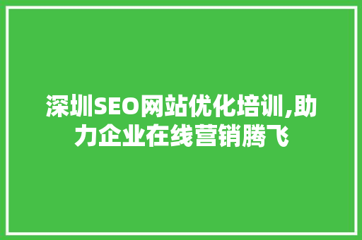深圳SEO网站优化培训,助力企业在线营销腾飞