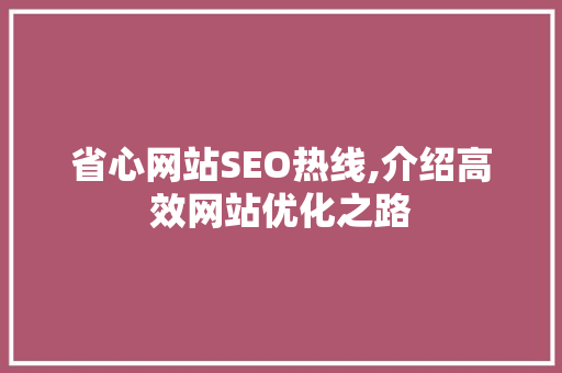 省心网站SEO热线,介绍高效网站优化之路