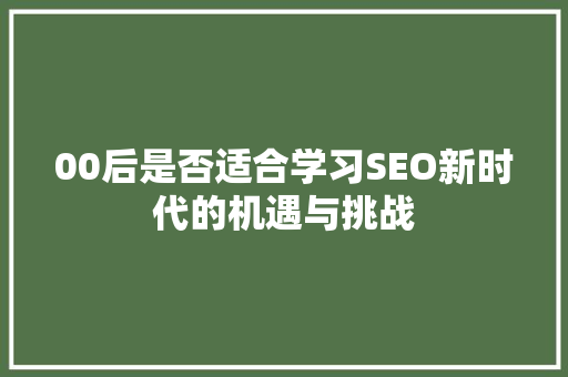 00后是否适合学习SEO新时代的机遇与挑战