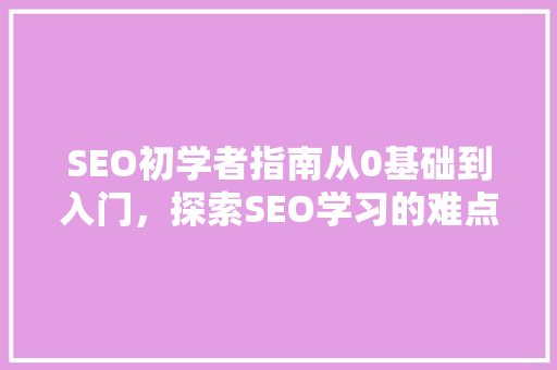 SEO初学者指南从0基础到入门，探索SEO学习的难点与路径