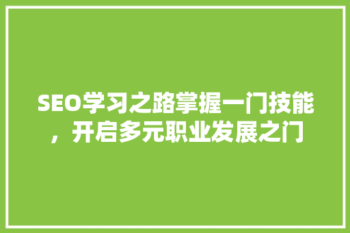 SEO学习之路掌握一门技能，开启多元职业发展之门