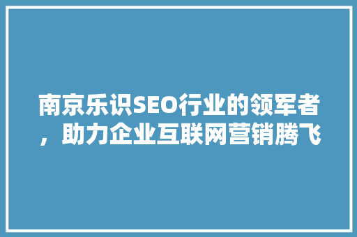 南京乐识SEO行业的领军者，助力企业互联网营销腾飞