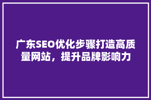 广东SEO优化步骤打造高质量网站，提升品牌影响力  第1张
