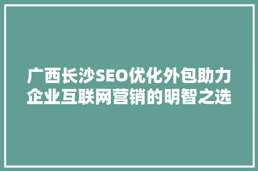 广西长沙SEO优化外包助力企业互联网营销的明智之选  第1张