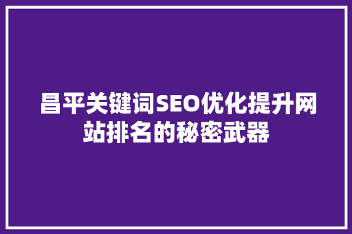 昌平关键词SEO优化提升网站排名的秘密武器