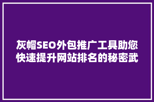 灰帽SEO外包推广工具助您快速提升网站排名的秘密武器
