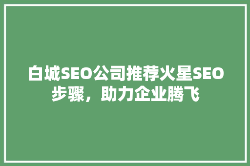 白城SEO公司推荐火星SEO步骤，助力企业腾飞