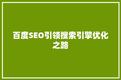百度SEO引领搜索引擎优化之路