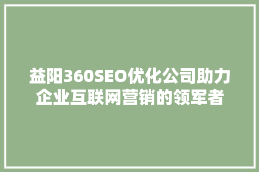 益阳360SEO优化公司助力企业互联网营销的领军者