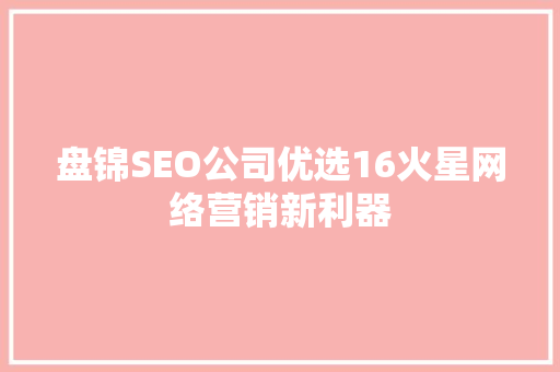 盘锦SEO公司优选16火星网络营销新利器