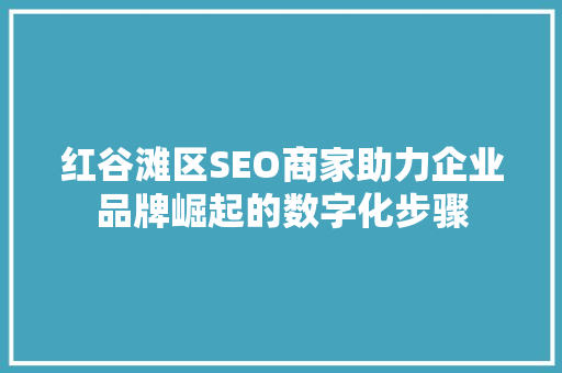红谷滩区SEO商家助力企业品牌崛起的数字化步骤