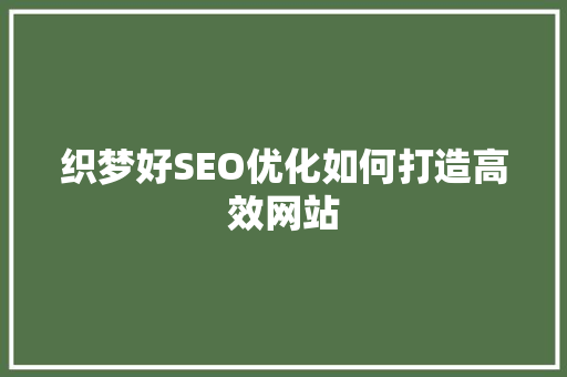 织梦好SEO优化如何打造高效网站