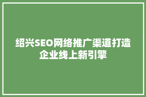 绍兴SEO网络推广渠道打造企业线上新引擎