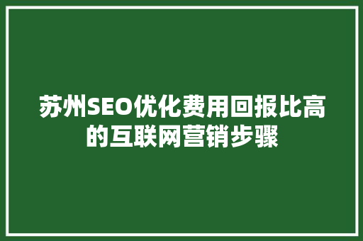 苏州SEO优化费用回报比高的互联网营销步骤