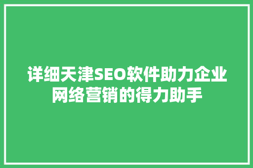 详细天津SEO软件助力企业网络营销的得力助手