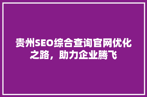 贵州SEO综合查询官网优化之路，助力企业腾飞