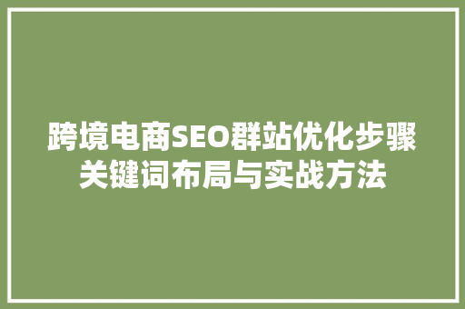 跨境电商SEO群站优化步骤关键词布局与实战方法
