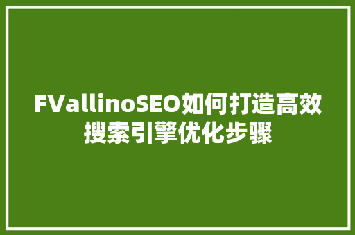 FVallinoSEO如何打造高效搜索引擎优化步骤