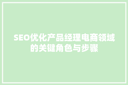 SEO优化产品经理电商领域的关键角色与步骤