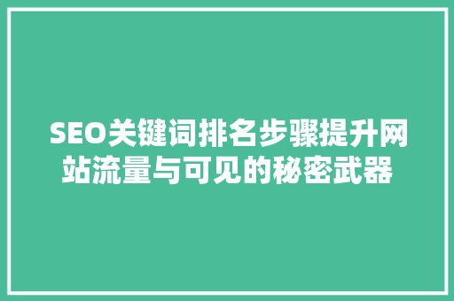 SEO关键词排名步骤提升网站流量与可见的秘密武器
