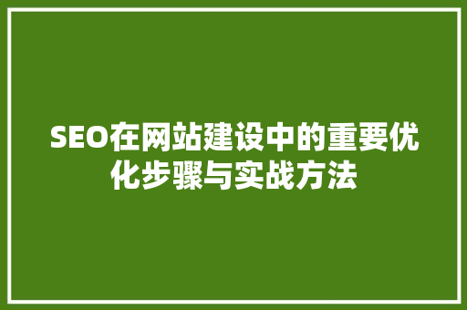SEO在网站建设中的重要优化步骤与实战方法