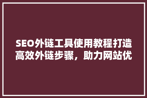 SEO外链工具使用教程打造高效外链步骤，助力网站优化