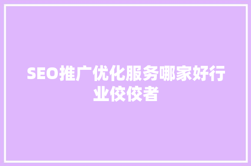 SEO推广优化服务哪家好行业佼佼者