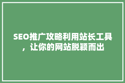 SEO推广攻略利用站长工具，让你的网站脱颖而出