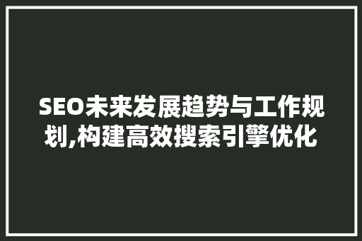 SEO未来发展趋势与工作规划,构建高效搜索引擎优化步骤