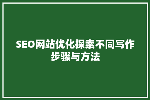 SEO网站优化探索不同写作步骤与方法