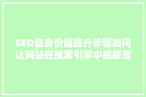 SEO自身价值提升步骤如何让网站在搜索引擎中脱颖而出