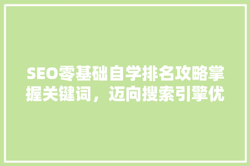 SEO零基础自学排名攻略掌握关键词，迈向搜索引擎优化之路