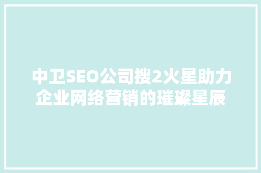 中卫SEO公司搜2火星助力企业网络营销的璀璨星辰