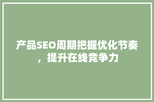 产品SEO周期把握优化节奏，提升在线竞争力