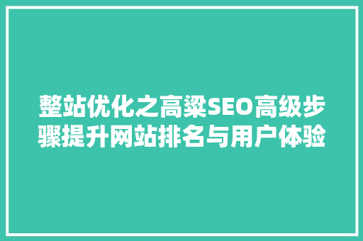 整站优化之高粱SEO高级步骤提升网站排名与用户体验