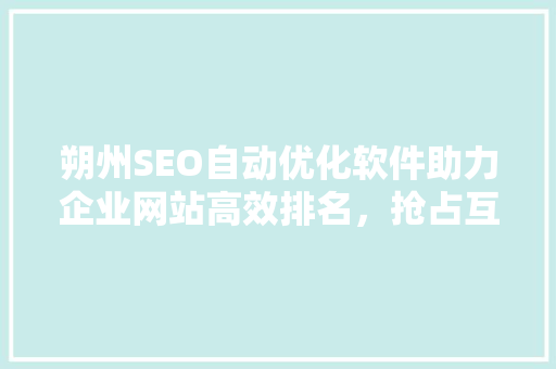 朔州SEO自动优化软件助力企业网站高效排名，抢占互联网市场先机