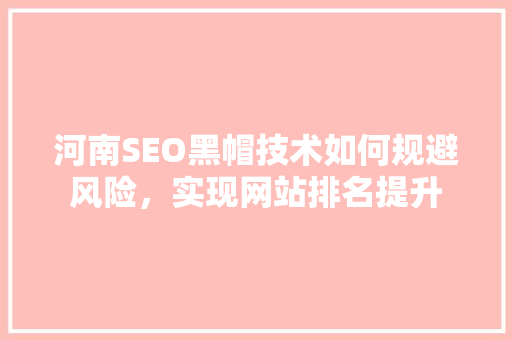河南SEO黑帽技术如何规避风险，实现网站排名提升