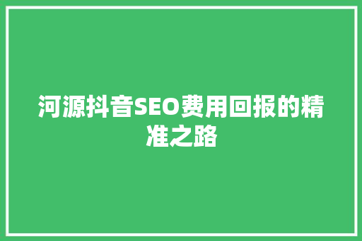 河源抖音SEO费用回报的精准之路