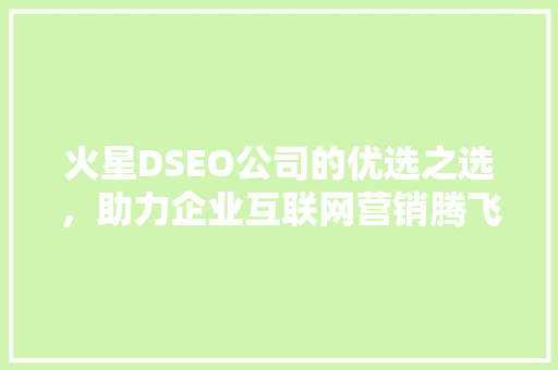 火星DSEO公司的优选之选，助力企业互联网营销腾飞