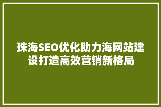 珠海SEO优化助力海网站建设打造高效营销新格局