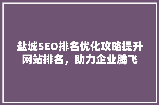 盐城SEO排名优化攻略提升网站排名，助力企业腾飞