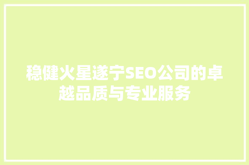稳健火星遂宁SEO公司的卓越品质与专业服务