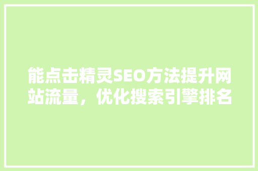 能点击精灵SEO方法提升网站流量，优化搜索引擎排名