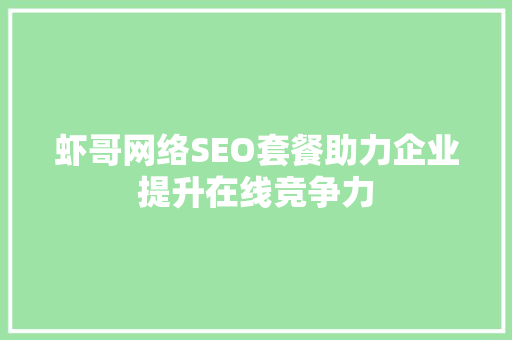 虾哥网络SEO套餐助力企业提升在线竞争力