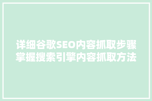 详细谷歌SEO内容抓取步骤掌握搜索引擎内容抓取方法，提升网站排名