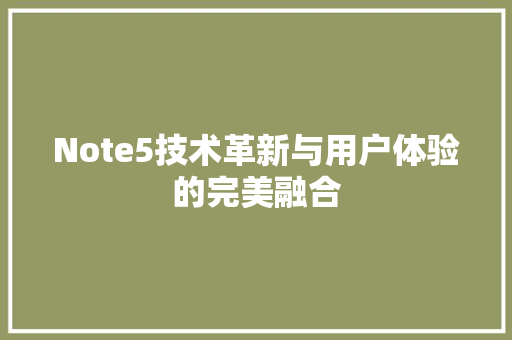 Note5技术革新与用户体验的完美融合
